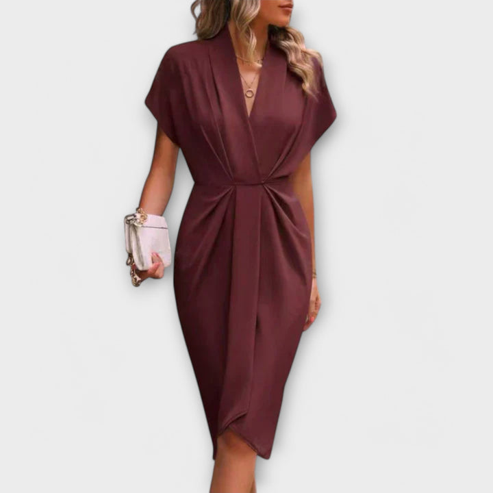 Serena – Elegantna i udobna midi wrap haljina